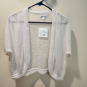 Croft & Barrow Ivory Open-Front Cardigan Size L